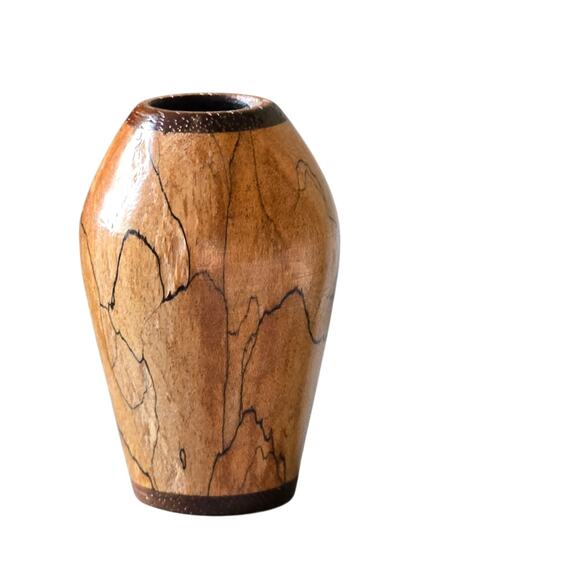 Handmade Toothpick Holder of Marquetry Pieced and Turned Wood - Picture 7 of 8